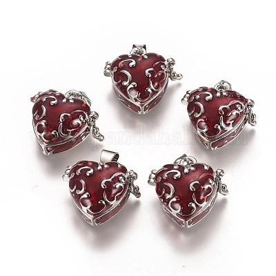 Сердце латунь эмаль коробки молитве подвески&nbsp;LS-KK-24X21-1