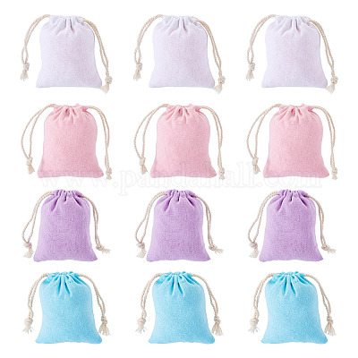 12 шт. 4-х цветные прямоугольные тканевые упаковочные мешочки ABAG-TA0001-78-1
