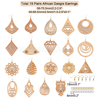 Наборы для изготовления сережек из дерева своими руками DIY-GA0001-99-1