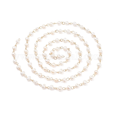 Цепочки из натурального пресноводного жемчуга ручной работы AJEW-JB01088-01-1