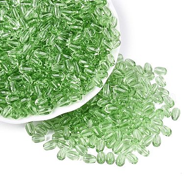 透明ガラスビーズ  ティアドロップ  淡緑色  6x4x4mm  穴：1mm  約6666個/1000g&nbsp;GLAA-Q113-01A-A04-1