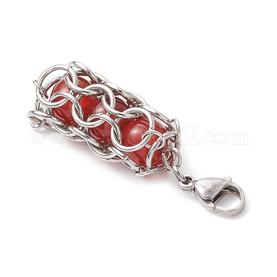 Круглый подвесной декор из натурального сердолика HJEW-TA00357-02-1