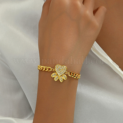 Латунные браслеты-цепочки с микропаве из прозрачных кубических цирконий для женщин XU6175-4-1