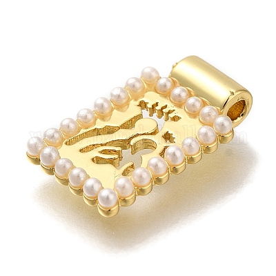 Стойка из латуни с подвесками из стеклянных перламутровых бусин KK-I720-52G-01-1