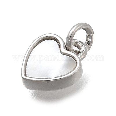 Подвески в форме сердца из латуни и натуральных ракушек KK-D431-025B-01P-1