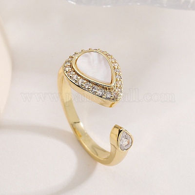 Открытые манжеты из латуни с микропаве и цирконием для женщин&nbsp;LS-RJEW-K308-03A-G-1