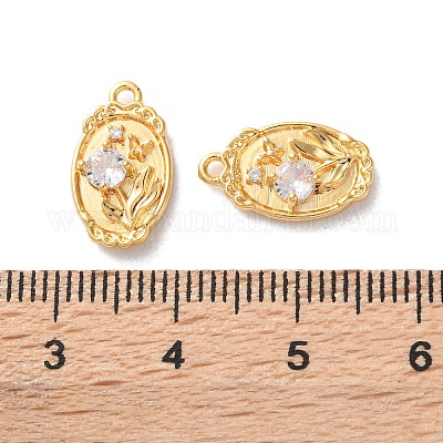 Латунные микропаве прозрачные подвески с фианитом KK-L221-005G-1