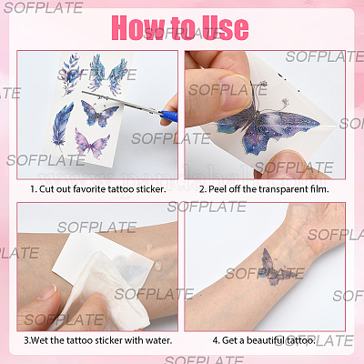 10 лист 10 цвета бабочка узор блестки боди-арт татуировки&nbsp;AJEW-SP0002-80-1
