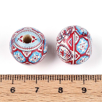 Бусины из дерева схима в богемном стиле с принтом WOOD-T032-31F-1