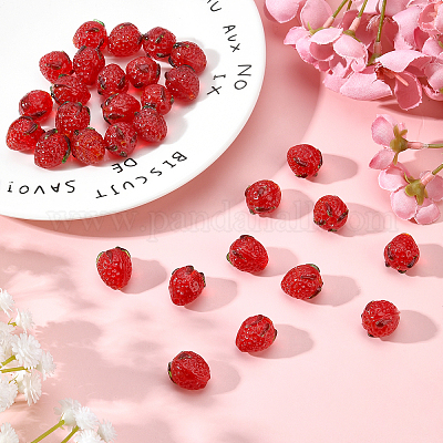 PandaHall 30pcs Strawberry Beads, 3D Fruit Beads Lampwork Glass Beads  Spacer Loose Beads Red Cute Charms Imitation Strawberry Pendants for  Jewelry