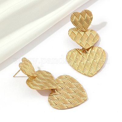 201 серьги-гвоздики в форме сердца из нержавеющей стали EJEW-D084-16G-1