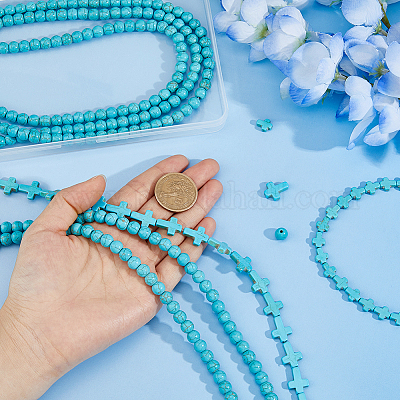 6 нить 3 нити окрашенных синтетических бирюзовых бусин 8~16x8~12 стилей G-FH0002-46A-1