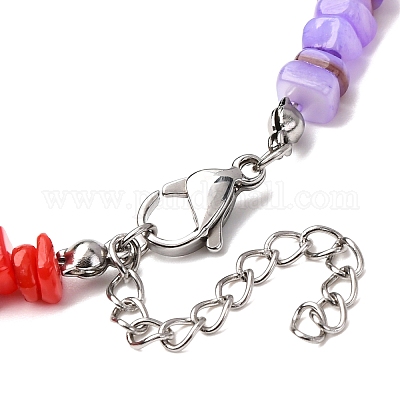 Браслеты на ногу из натуральных окрашенных пресноводных ракушек с бусинами в форме чакры AJEW-AN00745-1