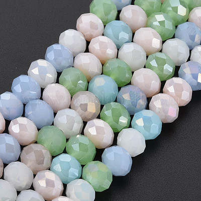 Стеклянные бусины с гальваническим покрытием  EGLA-S194-18G-1