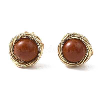 Серьги-гвоздики из натуральных смешанных драгоценных камней EJEW-JE06696-1