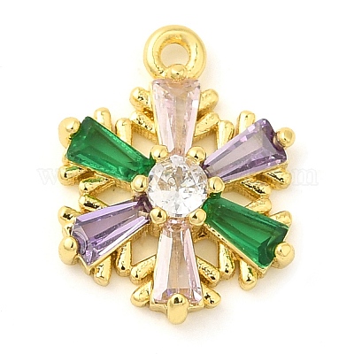 Снежинка настоящая 18-каратная позолоченная стойка покрытие латунь микро паве кубические цирконии подвески шармы KK-S396-11A-1