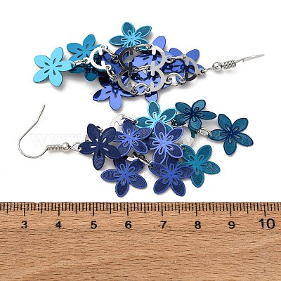 Серьги-подвески в форме цветка из нержавеющей стали 430 EJEW-A137-07P-04-1