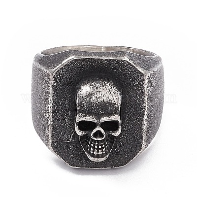 Перстень из нержавеющей стали 304 с черепом RJEW-F137-02AS-1