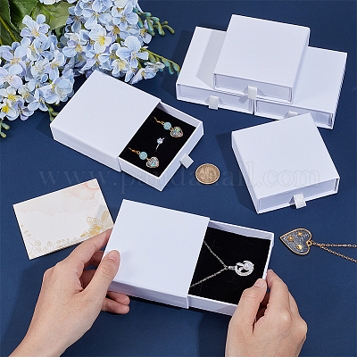 24 шт. квадратные картонные коробки для упаковки ювелирных изделий CON-OC0001-75-1