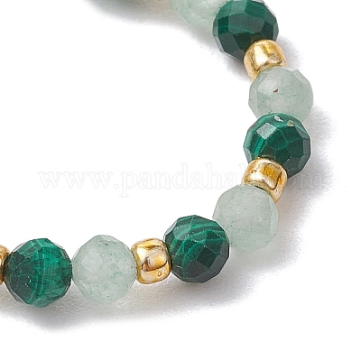 Натуральный зеленый авантюрин растягивающиеся кольца RJEW-JR00867-03-1