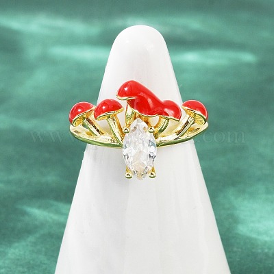 Манжеты из латуни с микро паве кубический цирконий для женщин RJEW-F182-07G-1