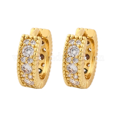 Серьги из латуни с микропаве и кубическим цирконием EJEW-R025-15G-1