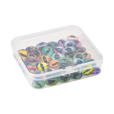 60шт полукруглые стеклянные кабошоны с глазом GGLA-FS0001-16A-1