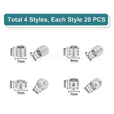80 шт. 4 стиля 201 нержавеющая сталь европейские бусины STAS-UN0050-34-1