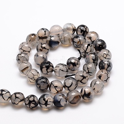 Окрашенные естественный агат граненый бисер пряди круглые G-E320E-8mm-12-1