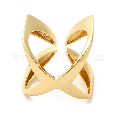 Открытые манжеты из латуни с микропаве кубический цирконий RJEW-P098-21G-1