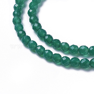 Fil de perle 4mm facettée en pierre naturelle Onyx vert