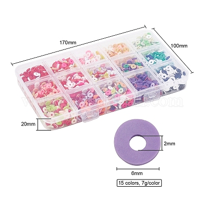 2400шт 15 цвета бусины из полимерной глины ручной работы CLAY-YW0001-27B-1