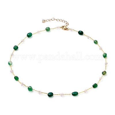 Самородки ожерелья из бисера с натуральными драгоценными камнями NJEW-JN03188-1