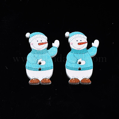 Рождественские деревянные пуговицы из окрашенного клена с 2 отверстием WOOD-N005-47-1