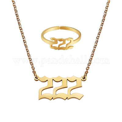 Wholesale Angel Number Pendant Necklace & Open Cuff Ring 