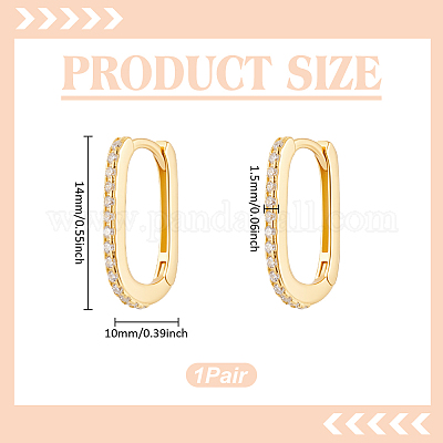 1 пара серег-колец из стерлингового серебра с родиевым покрытием и прозрачными кубическими цирконами в технике микропаве для женщин EJEW-UN0003-08-1