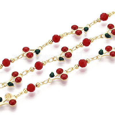 Латунные цепочки ручной работы из вишневых звеньев CHC-T017-11-1