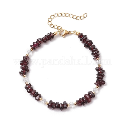 Браслеты из натурального граната с бусинами для женщин BJEW-JB11742-05-1