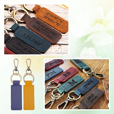 5шт 5 цвета прямоугольный брелок из искусственной кожи KEYC-SC0001-61-1
