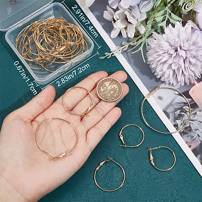 30 шт. 6-х стилевые латунные серьги-кольца FIND-BBC0003-23G-1