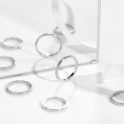14 шт. 7 размер 2 мм матовый простой купольный перстень для девушек женщин RJEW-UN0001-11-1
