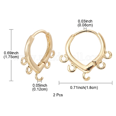 Латунная фурнитура для хооп серег ZIRC-YW0001-05G-1