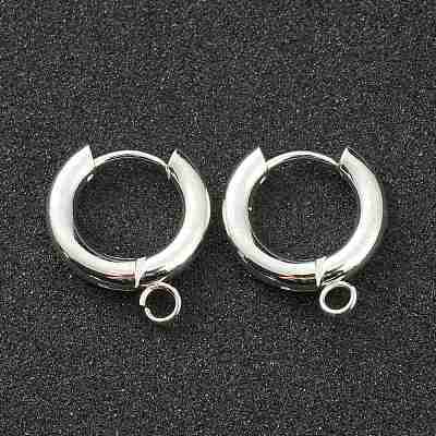 201 фурнитура для сережек-колец Huggie Hoop из нержавеющей стали STAS-P283-01C-S-1