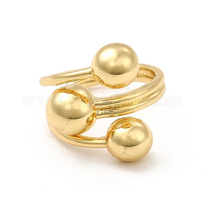 Латунная тройная полукруглая открытая манжета для женщин RJEW-I092-03G-1