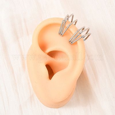 Серьги-каффы с тройным пентагоном из нержавеющей стали 304 EJEW-K268-88P-1