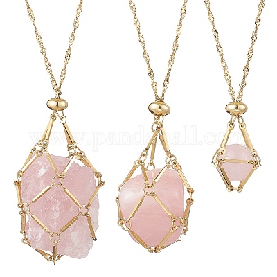 3 шт. 3 стиля 304 нержавеющая сталь пустой макраме мешочек кулон сингапурская цепочка ожерелье изготовление NJEW-JN05283-1