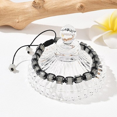 Регулируемые браслеты из плетеных бусин из натуральных и синтетических драгоценных камней и немагнитного синтетического гематита BJEW-Z090-01-1