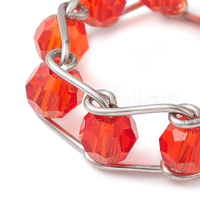 Круглые кольца на палец из стеклянных бусин RJEW-JR00679-1