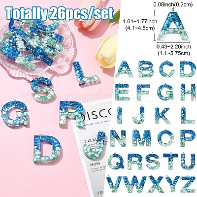 26шт 26 стиля прозрачные подвески из эпоксидной смолы CRES-YW0002-28K-1