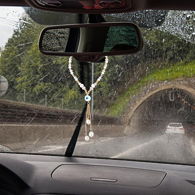 Подвесные украшения для автомобиля из стекла и жемчуга HJEW-DR00019-1